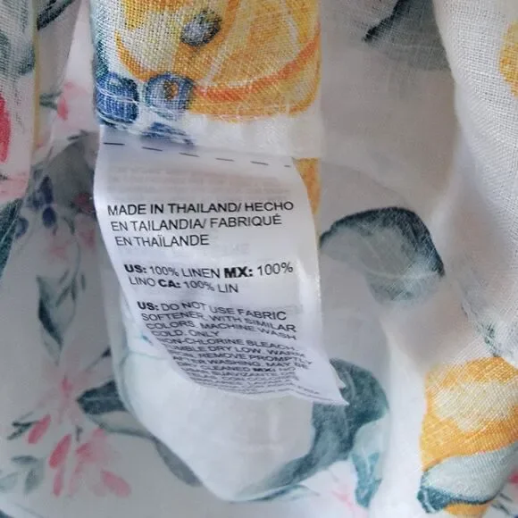 Chicos womens 100% linen shirt size 12 no Iron  lemon flower 3/4 sleeve - Picture 8 of 8